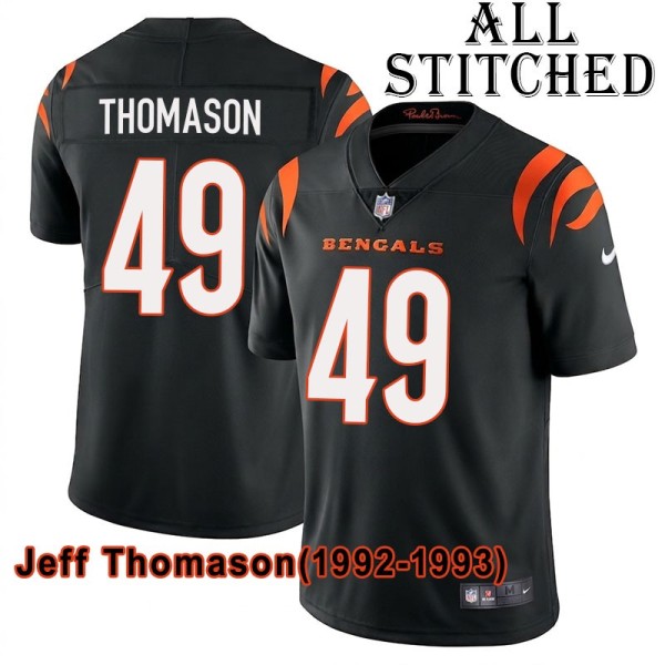 Black Home Embroidered Jeff Thomason Cincinnati Bengals #49 Stitched Jersey