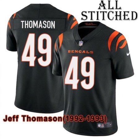Black Home Embroidered Jeff Thomason Cincinnati Bengals #49 Stitched Jersey