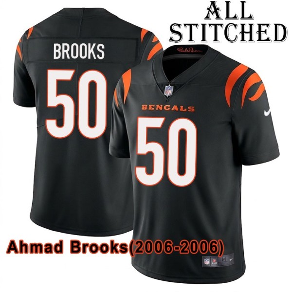Black Home Embroidered Ahmad Brooks Cincinnati Bengals #50 Stitched Jersey