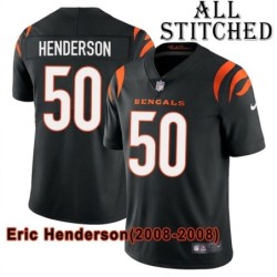 Black Home Embroidered Eric Henderson Cincinnati Bengals #50 Stitched Jersey