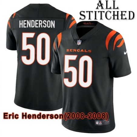Black Home Embroidered Eric Henderson Cincinnati Bengals #50 Stitched Jersey