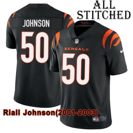 Black Home Embroidered Riall Johnson Cincinnati Bengals #50 Stitched Jersey