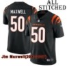 Black Home Embroidered Jim Maxwell Cincinnati Bengals #50 Stitched Jersey