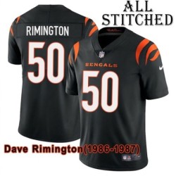 Black Home Embroidered Dave Rimington Cincinnati Bengals #50 Stitched Jersey