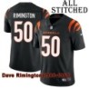 Black Home Embroidered Dave Rimington Cincinnati Bengals #50 Stitched Jersey