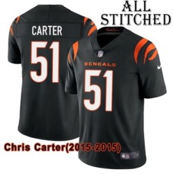 Black Home Embroidered Chris Carter Cincinnati Bengals #51 Stitched Jersey