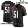 Black Home Embroidered Chris Carter Cincinnati Bengals #51 Stitched Jersey