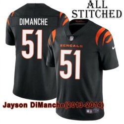 Black Home Embroidered Jayson DiManche Cincinnati Bengals #51 Stitched Jersey