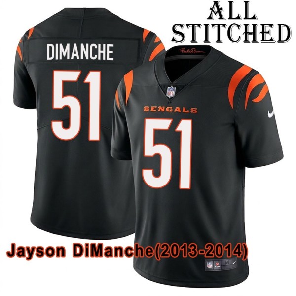Black Home Embroidered Jayson DiManche Cincinnati Bengals #51 Stitched Jersey