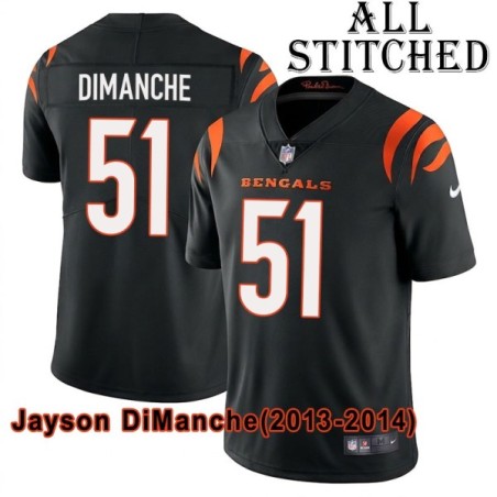 Black Home Embroidered Jayson DiManche Cincinnati Bengals #51 Stitched Jersey