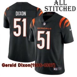 Black Home Embroidered Gerald Dixon Cincinnati Bengals #51 Stitched Jersey