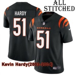 Black Home Embroidered Kevin Hardy Cincinnati Bengals #51 Stitched Jersey