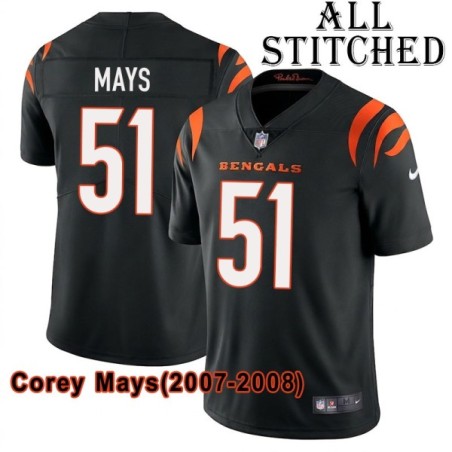 Black Home Embroidered Corey Mays Cincinnati Bengals #51 Stitched Jersey
