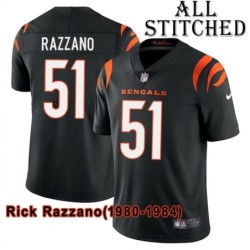 Black Home Embroidered Rick Razzano Cincinnati Bengals #51 Stitched Jersey