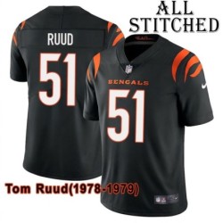 Black Home Embroidered Tom Ruud Cincinnati Bengals #51 Stitched Jersey