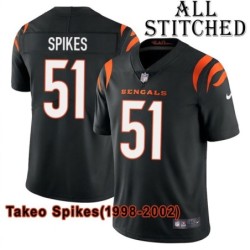 Black Home Embroidered Takeo Spikes Cincinnati Bengals #51 Stitched Jersey