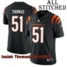 Black Home Embroidered Isaiah Thomas Cincinnati Bengals #51 Stitched Jersey