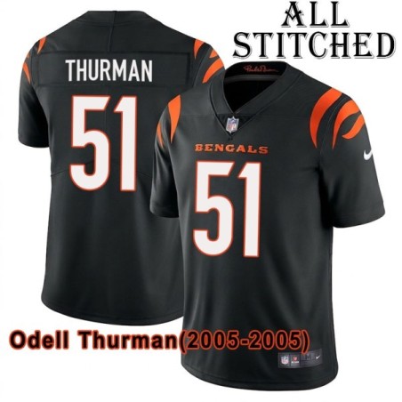 Black Home Embroidered Odell Thurman Cincinnati Bengals #51 Stitched Jersey