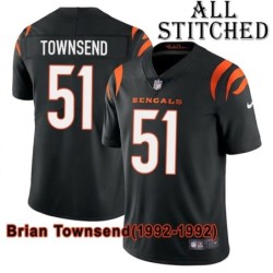 Black Home Embroidered Brian Townsend Cincinnati Bengals #51 Stitched Jersey