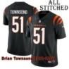 Black Home Embroidered Brian Townsend Cincinnati Bengals #51 Stitched Jersey
