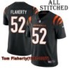 Black Home Embroidered Tom Flaherty Cincinnati Bengals #52 Stitched Jersey