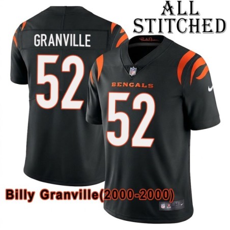 Black Home Embroidered Billy Granville Cincinnati Bengals #52 Stitched Jersey