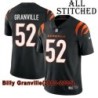 Black Home Embroidered Billy Granville Cincinnati Bengals #52 Stitched Jersey
