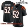 Black Home Embroidered Cedric Johnson Cincinnati Bengals #52 Stitched Jersey