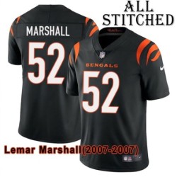 Black Home Embroidered Lemar Marshall Cincinnati Bengals #52 Stitched Jersey