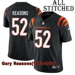 Black Home Embroidered Gary Reasons Cincinnati Bengals #52 Stitched Jersey