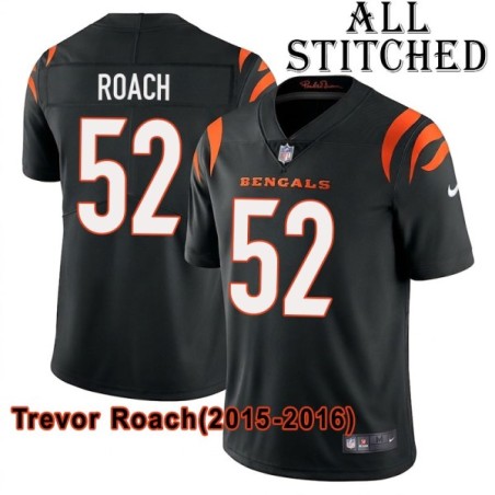 Black Home Embroidered Trevor Roach Cincinnati Bengals #52 Stitched Jersey