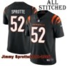Black Home Embroidered Jimmy Sprotte Cincinnati Bengals #52 Stitched Jersey
