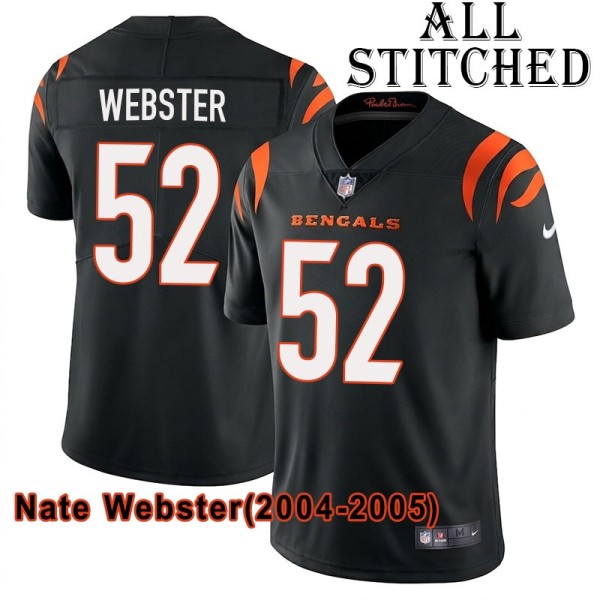 Black Home Embroidered Nate Webster Cincinnati Bengals #52 Stitched Jersey