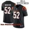 Black Home Embroidered Nate Webster Cincinnati Bengals #52 Stitched Jersey