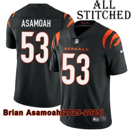 Black Home Embroidered Brian Asamoah Cincinnati Bengals #53 Stitched Jersey