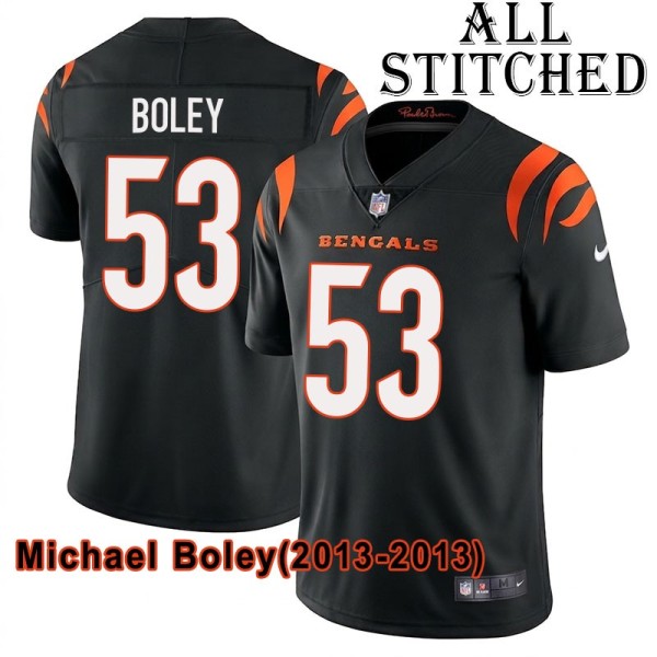 Black Home Embroidered Michael Boley Cincinnati Bengals #53 Stitched Jersey