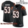Black Home Embroidered Bo Harris Cincinnati Bengals #53 Stitched Jersey