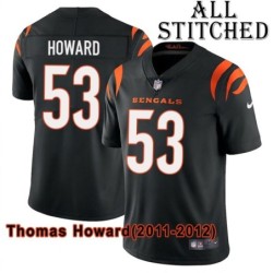 Black Home Embroidered Thomas Howard Cincinnati Bengals #53 Stitched Jersey
