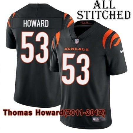 Black Home Embroidered Thomas Howard Cincinnati Bengals #53 Stitched Jersey