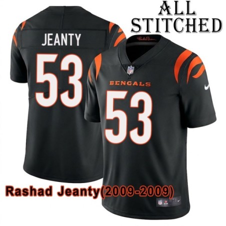 Black Home Embroidered Rashad Jeanty Cincinnati Bengals #53 Stitched Jersey