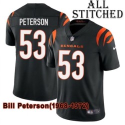 Black Home Embroidered Bill Peterson Cincinnati Bengals #53 Stitched Jersey