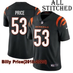 Black Home Embroidered Billy Price Cincinnati Bengals #53 Stitched Jersey