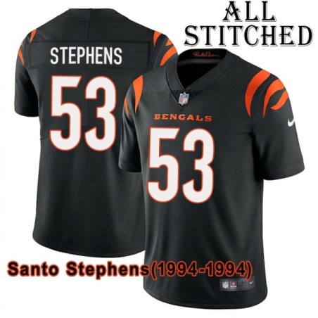 Black Home Embroidered Santo Stephens Cincinnati Bengals #53 Stitched Jersey
