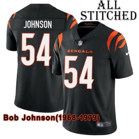Black Home Embroidered Bob Johnson Cincinnati Bengals #54 Stitched Jersey