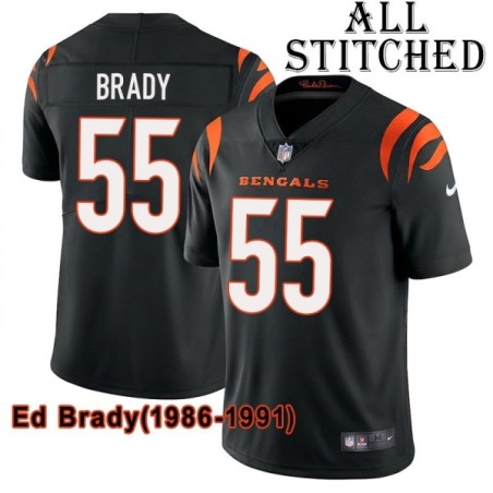 Black Home Embroidered Ed Brady Cincinnati Bengals #55 Stitched Jersey