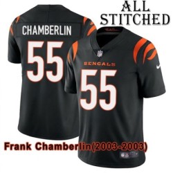 Black Home Embroidered Frank Chamberlin Cincinnati Bengals #55 Stitched Jersey