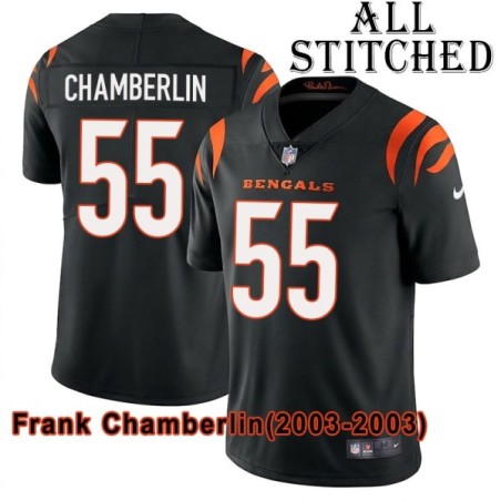 Black Home Embroidered Frank Chamberlin Cincinnati Bengals #55 Stitched Jersey