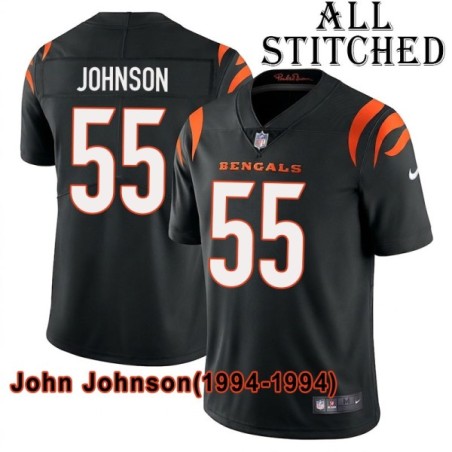 Black Home Embroidered John Johnson Cincinnati Bengals #55 Stitched Jersey