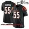 Black Home Embroidered John Johnson Cincinnati Bengals #55 Stitched Jersey