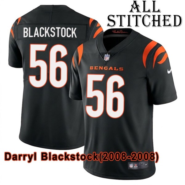 Black Home Embroidered Darryl Blackstock Cincinnati Bengals #56 Stitched Jersey